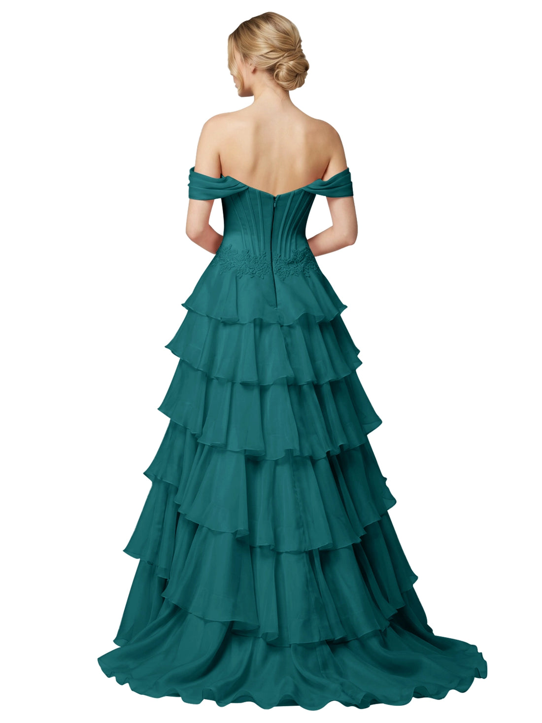 Tiered Off The Shoulder Prom Dress 