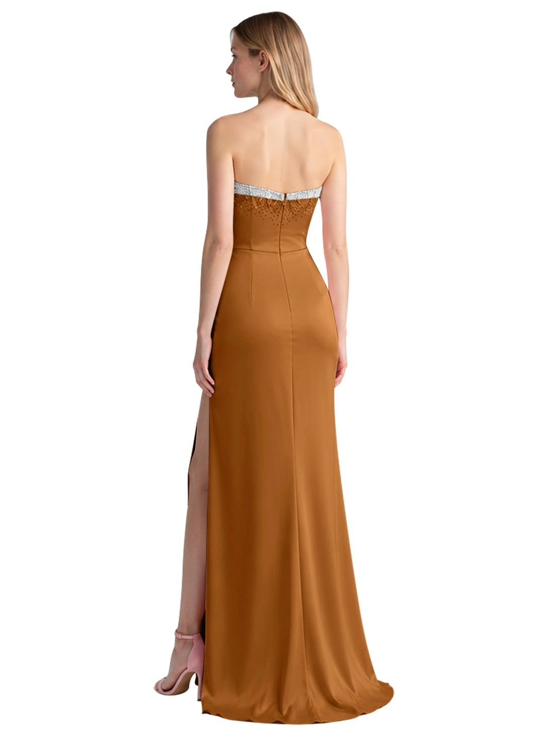 Beaded High Slit Prom Dress 