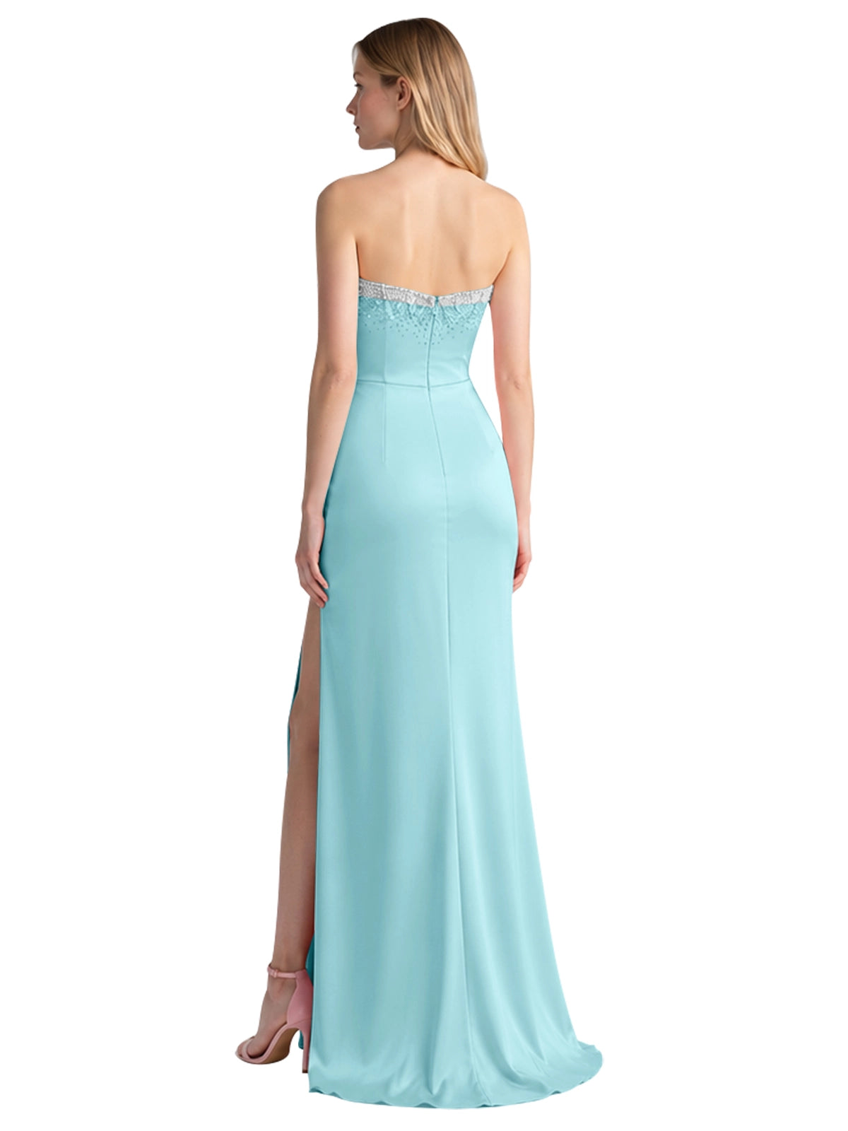 Beaded High Slit Prom Dress 