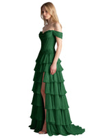 Tiered Off The Shoulder Prom Dress 