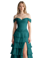 Tiered Off The Shoulder Prom Dress 