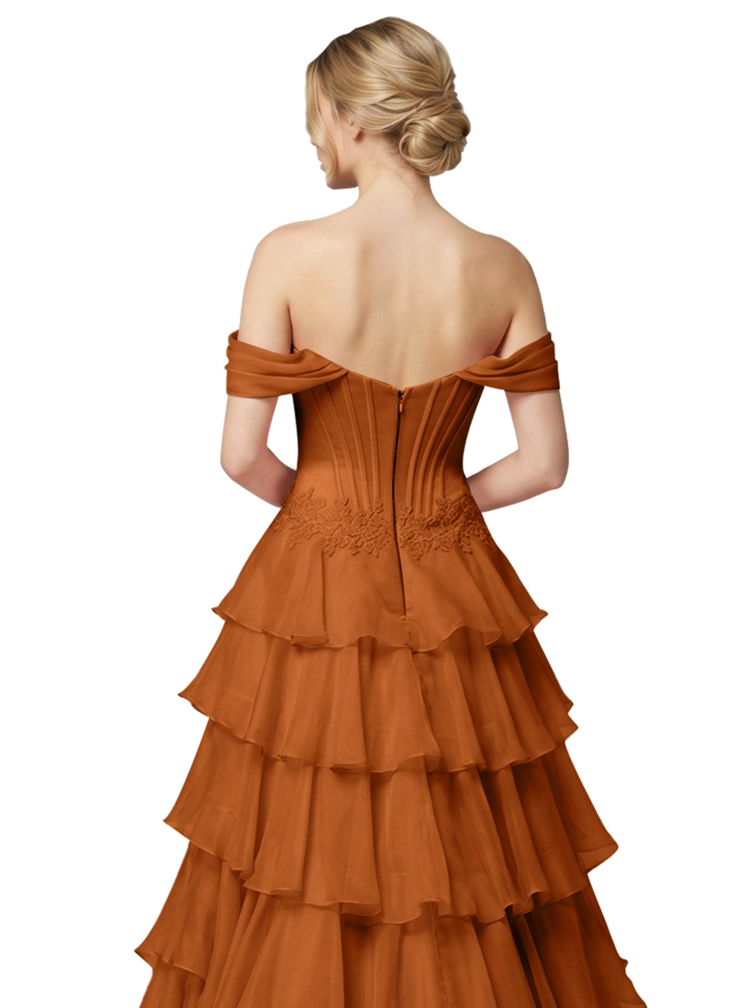Tiered Off The Shoulder Prom Dress 