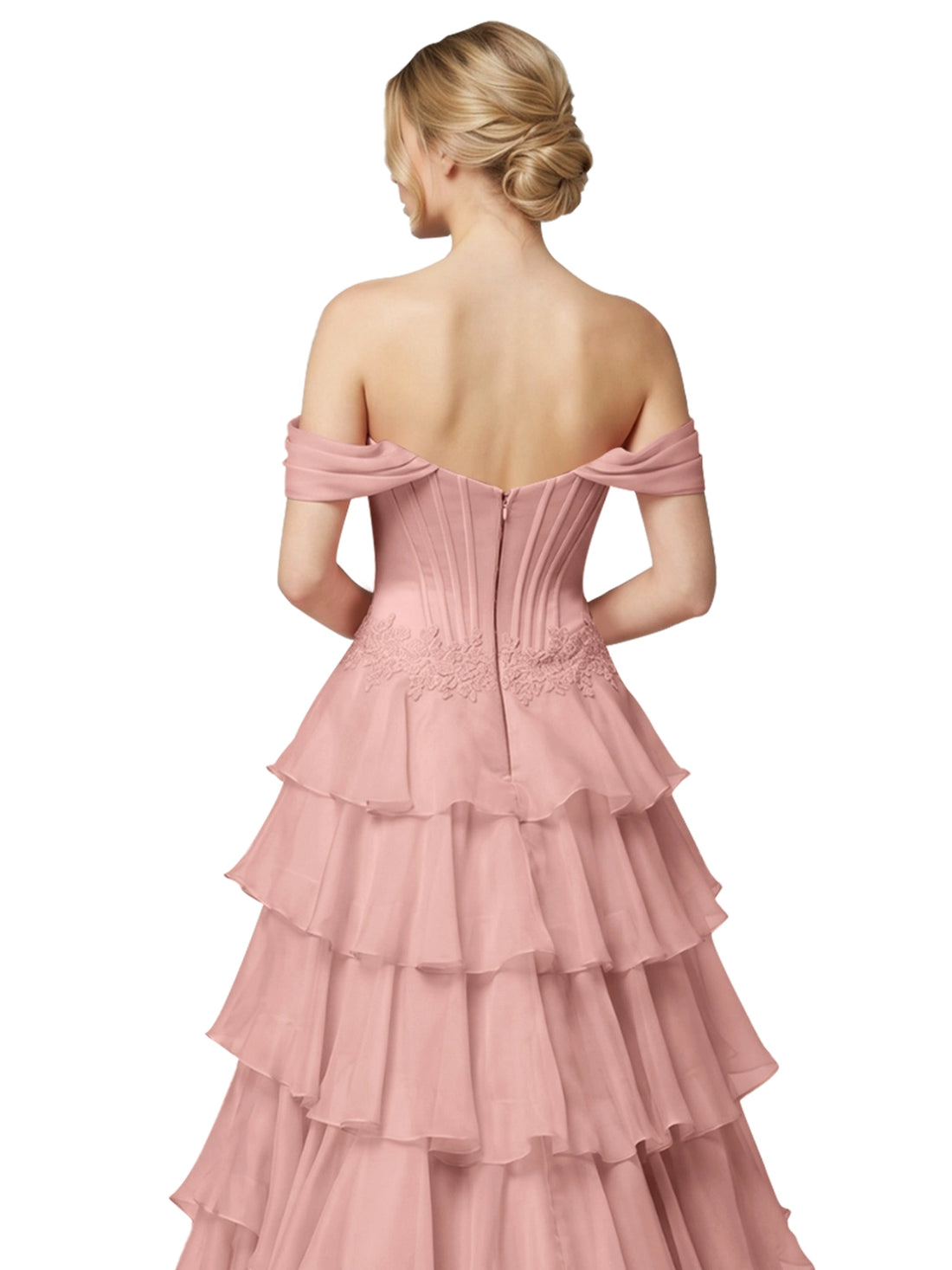Tiered Off The Shoulder Prom Dress 