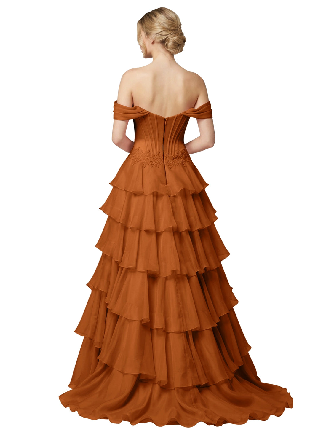Tiered Off The Shoulder Prom Dress 