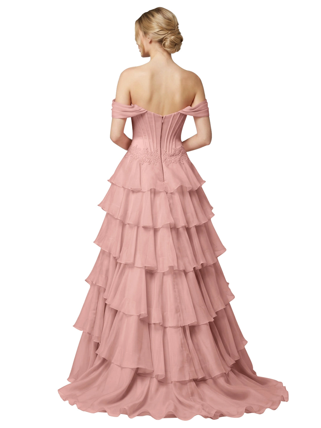 Tiered Off The Shoulder Prom Dress 