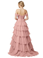 Tiered Off The Shoulder Prom Dress 