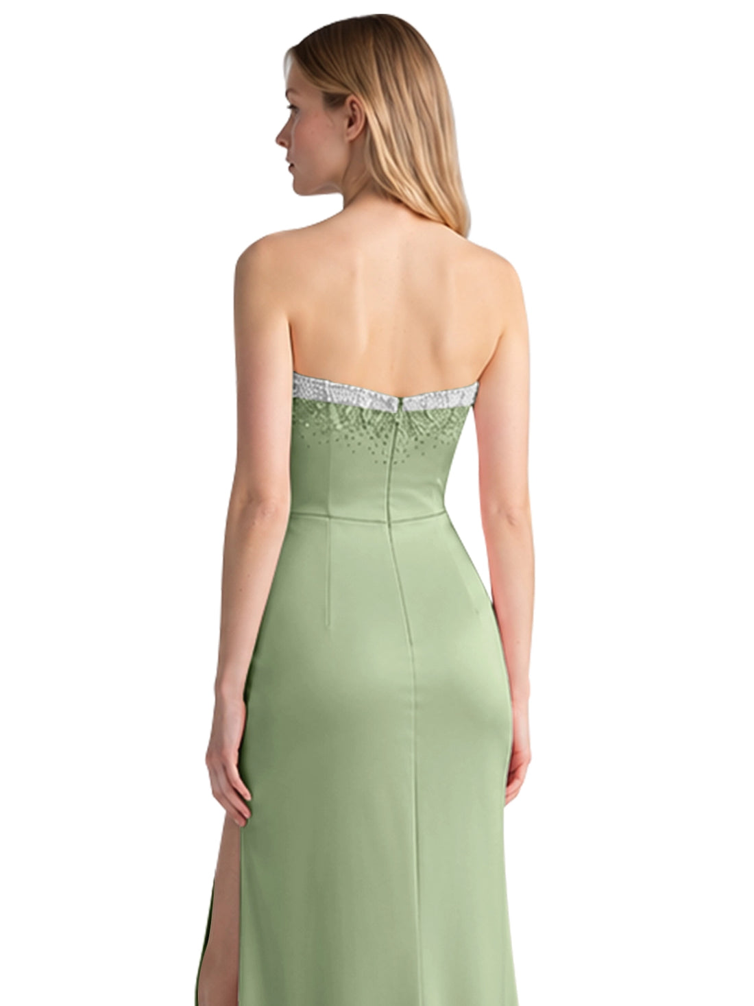 Beaded High Slit Prom Dress 