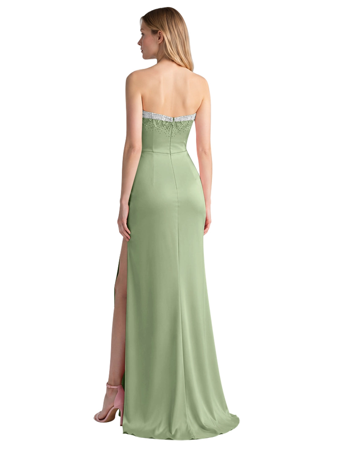 Beaded High Slit Prom Dress 