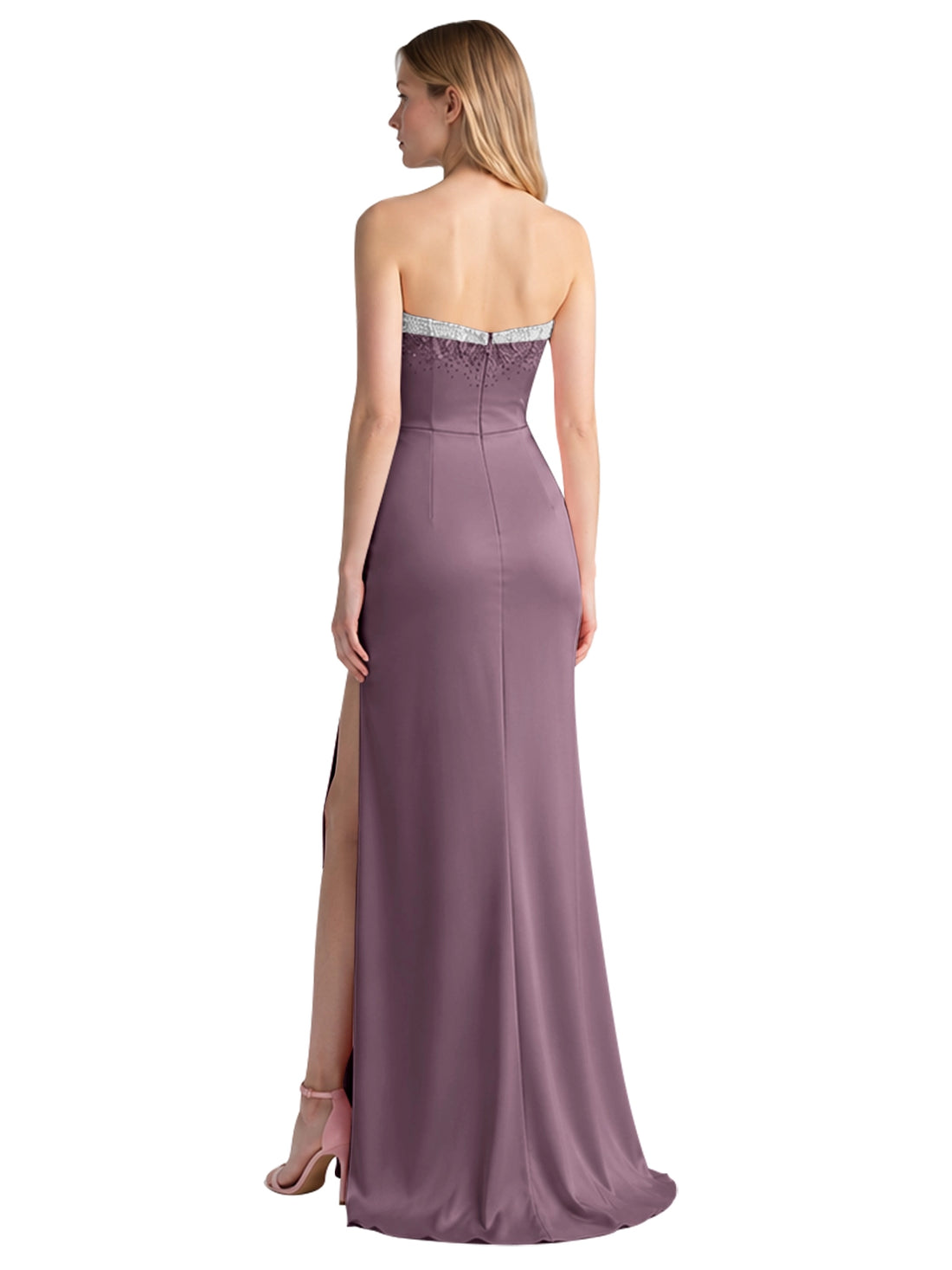 Beaded High Slit Prom Dress 