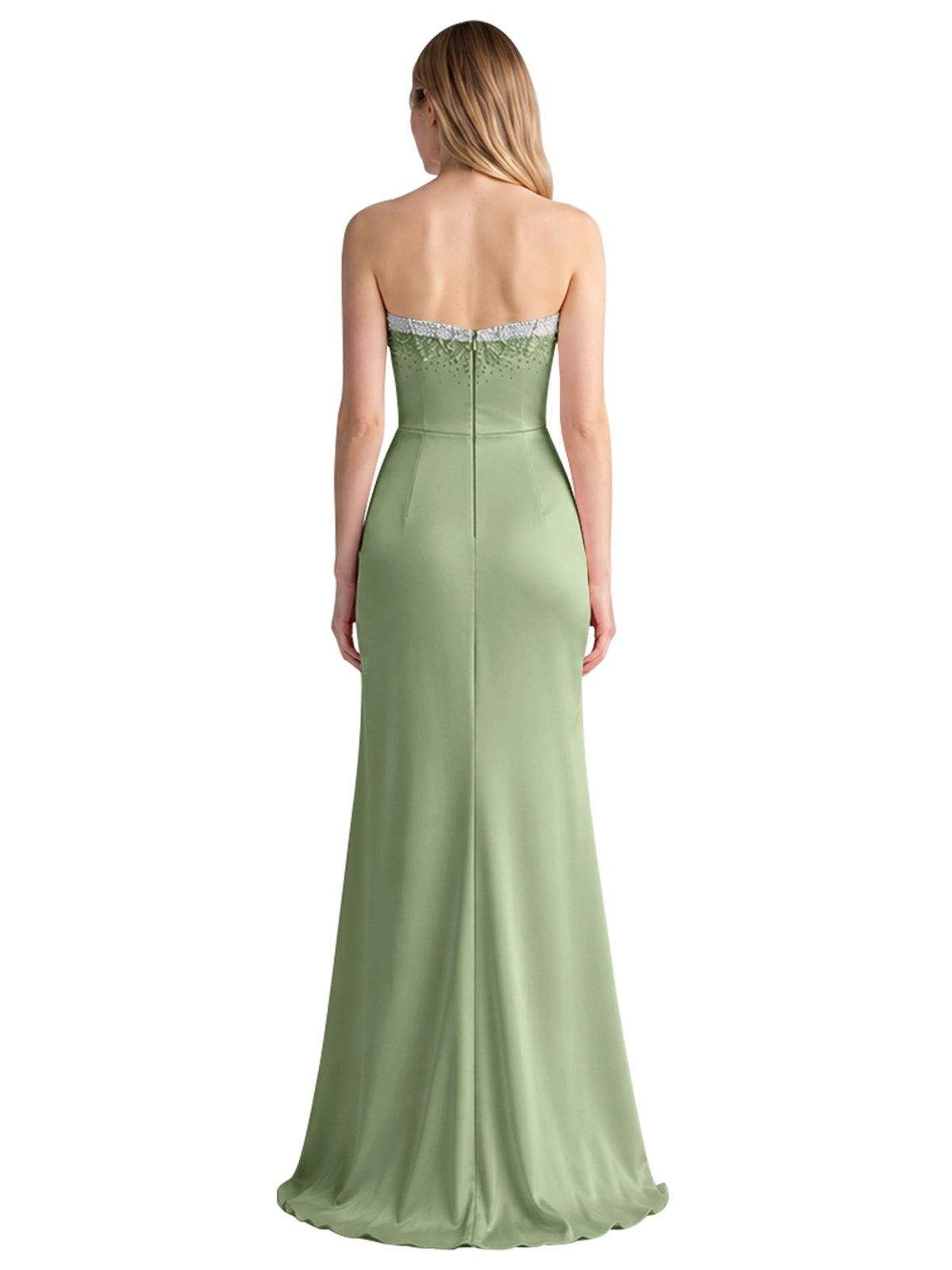 Beaded High Slit Prom Dress 
