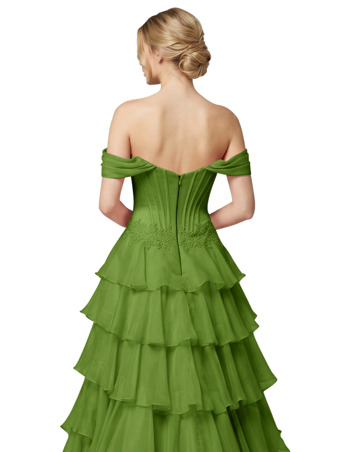 Tiered Off The Shoulder Prom Dress 