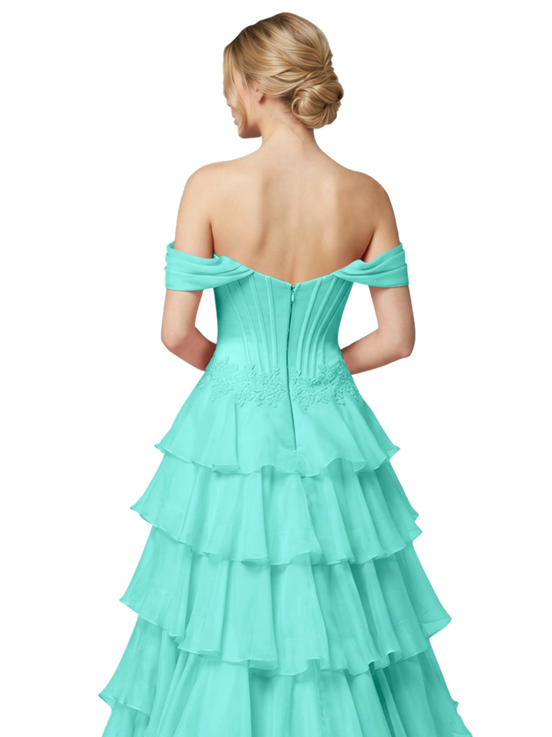 Tiered Off The Shoulder Prom Dress 