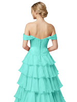 Tiered Off The Shoulder Prom Dress 