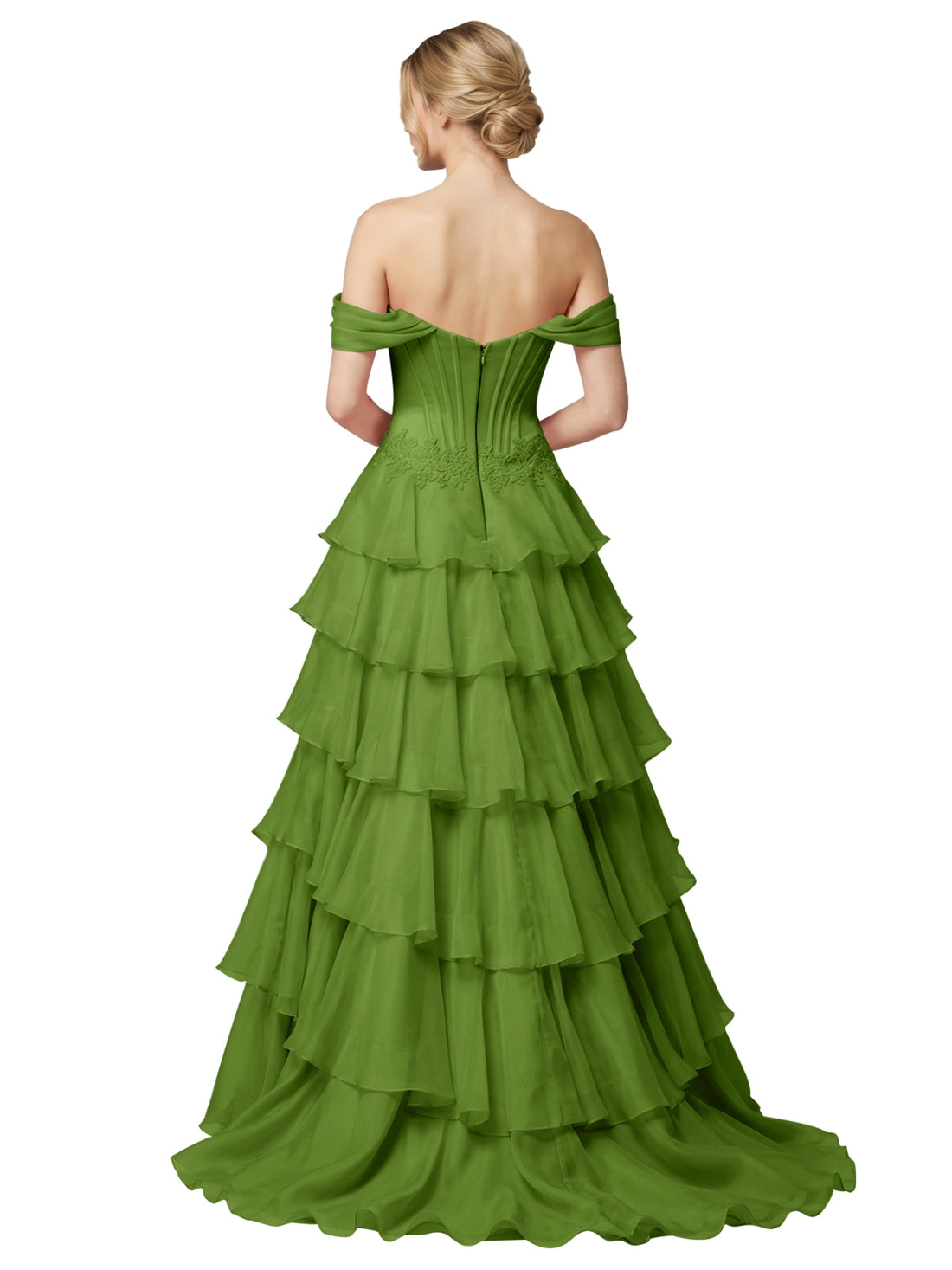 Tiered Off The Shoulder Prom Dress 