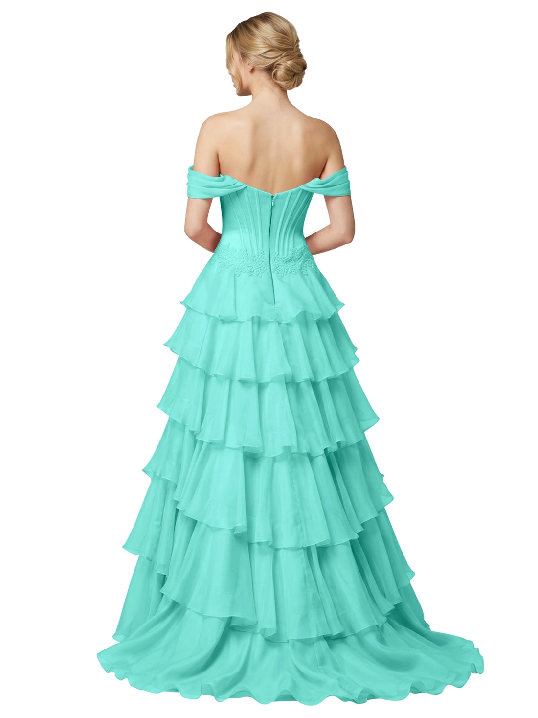 Tiered Off The Shoulder Prom Dress 