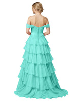 Tiered Off The Shoulder Prom Dress 