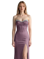 Beaded High Slit Prom Dress 