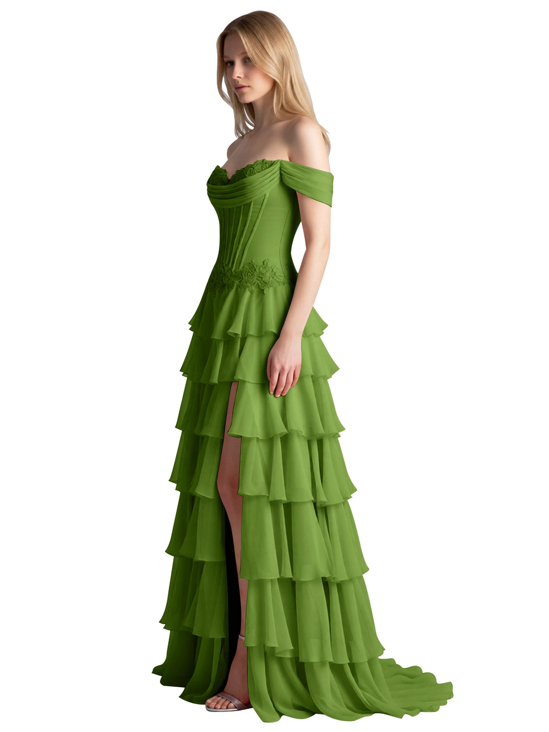 Tiered Off The Shoulder Prom Dress 
