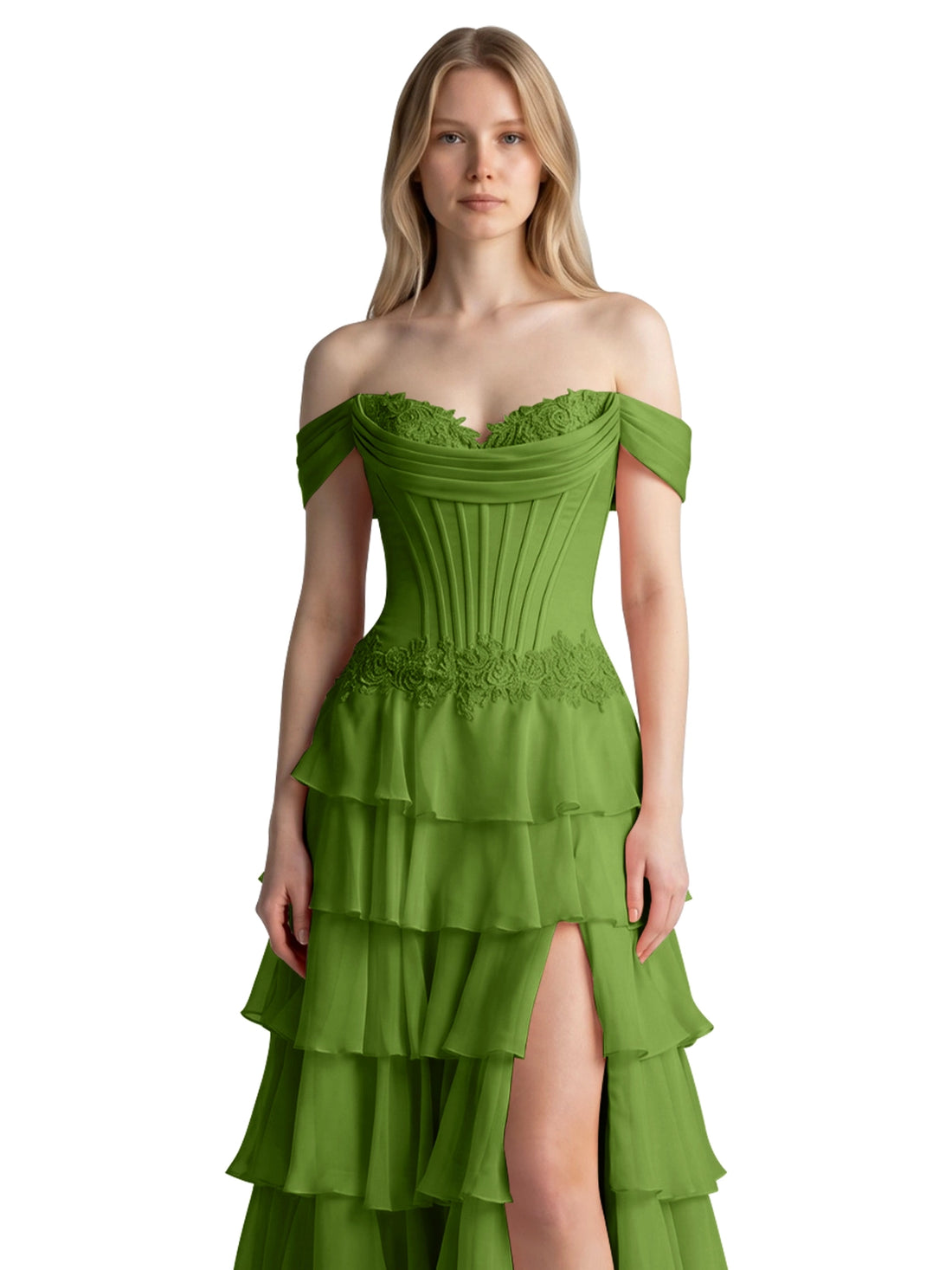 Tiered Off The Shoulder Prom Dress 