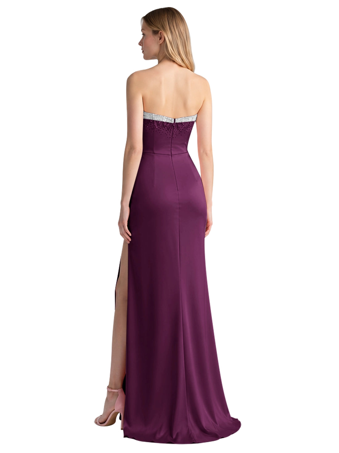 Beaded High Slit Prom Dress 