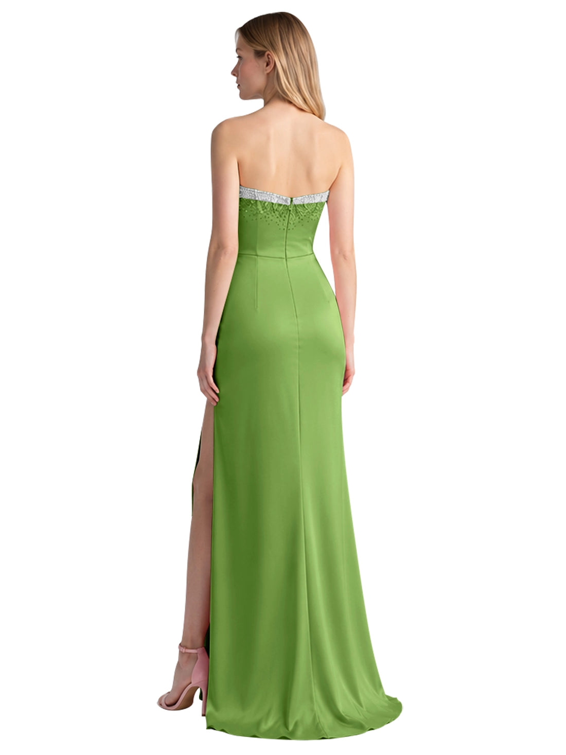 Beaded High Slit Prom Dress 