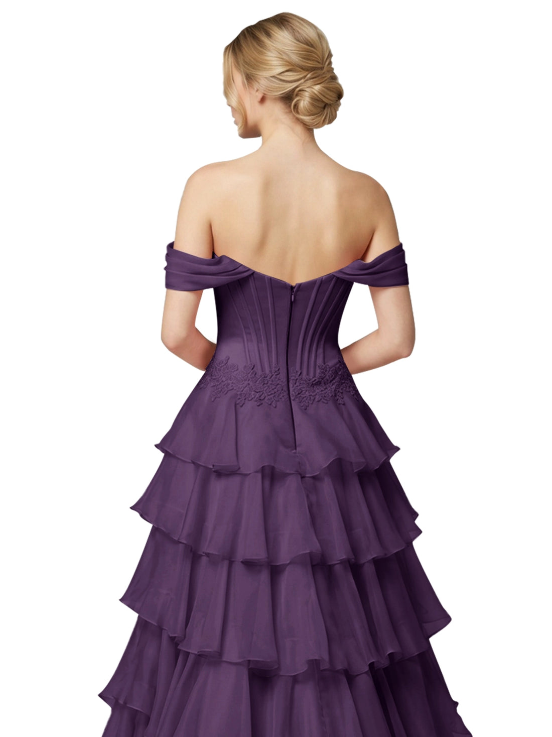Tiered Off The Shoulder Prom Dress 