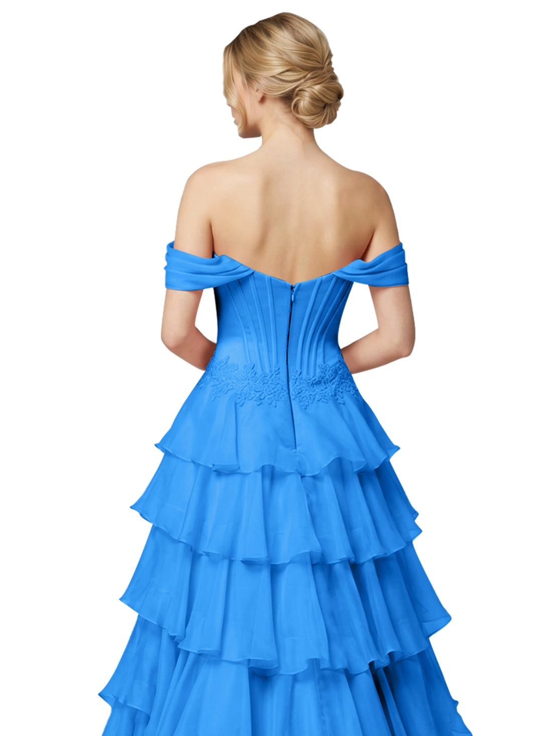Tiered Off The Shoulder Prom Dress 
