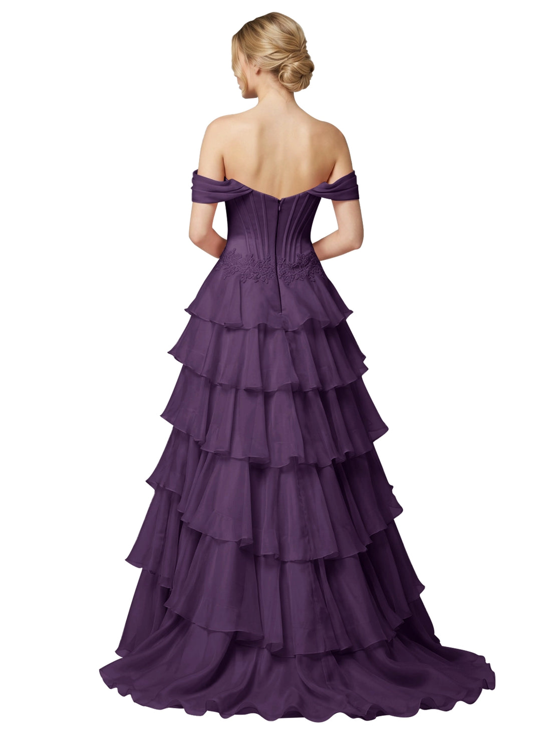 Tiered Off The Shoulder Prom Dress 
