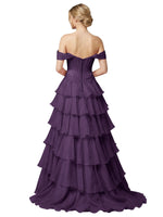 Tiered Off The Shoulder Prom Dress 