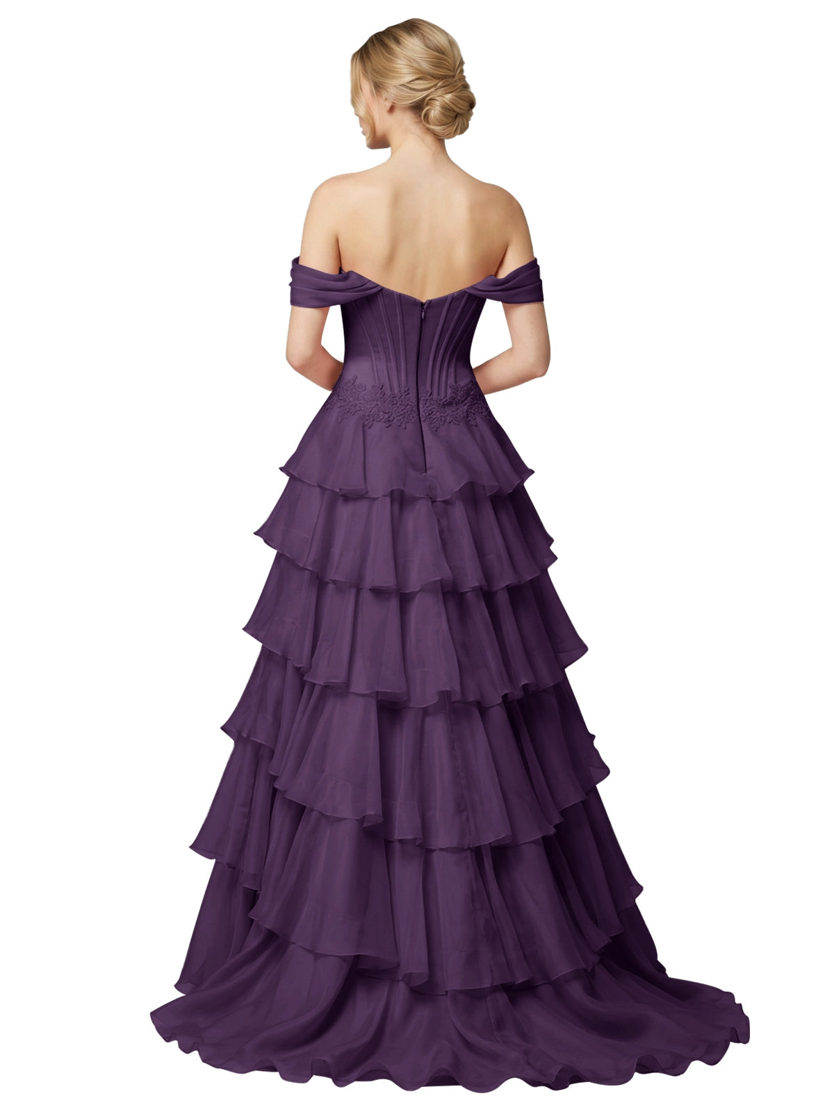 Tiered Off The Shoulder Prom Dress 
