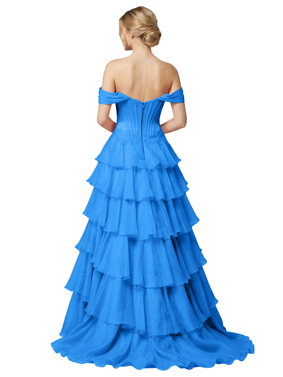 Tiered Off The Shoulder Prom Dress 