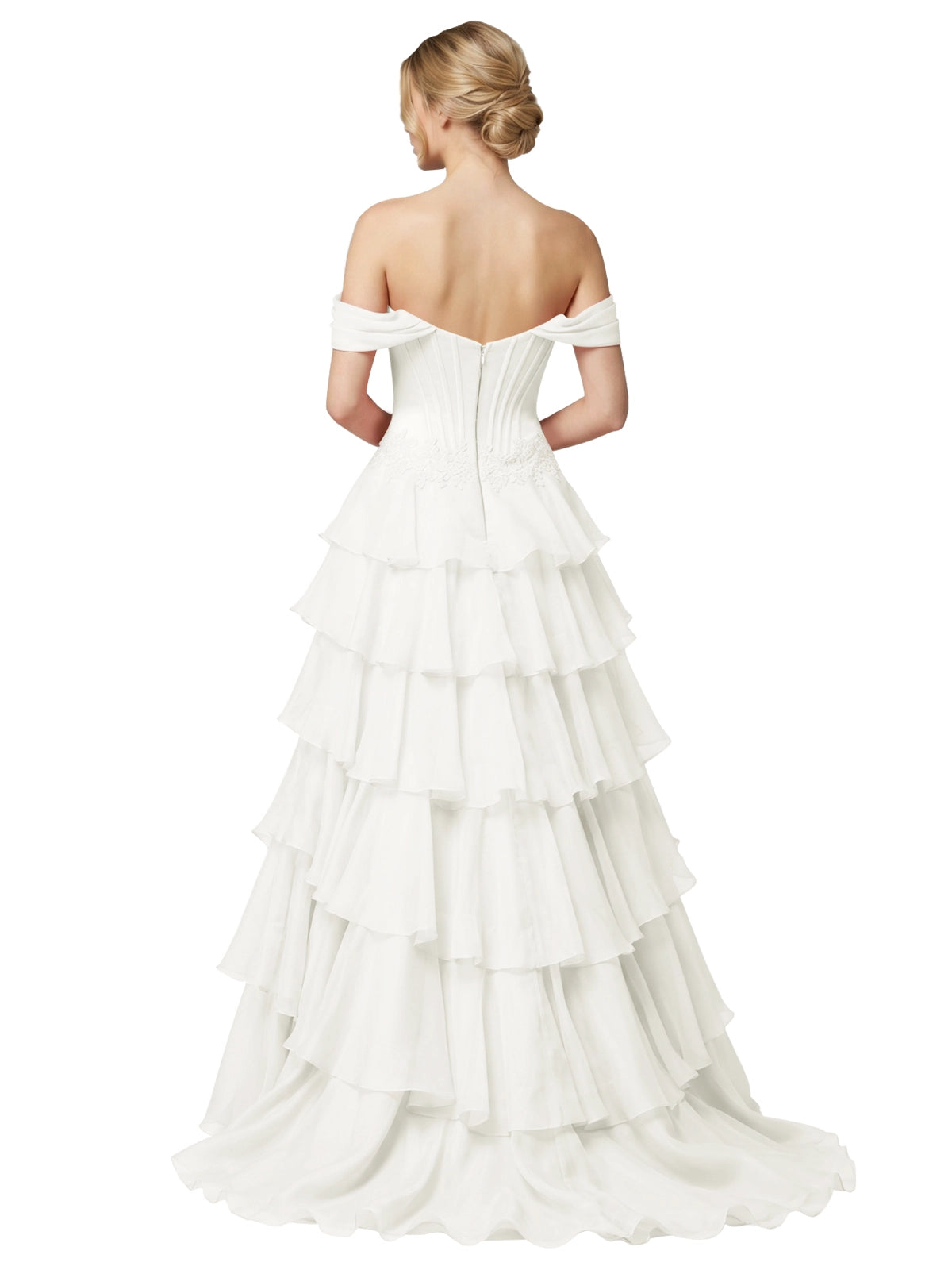 Tiered Off The Shoulder Prom Dress 