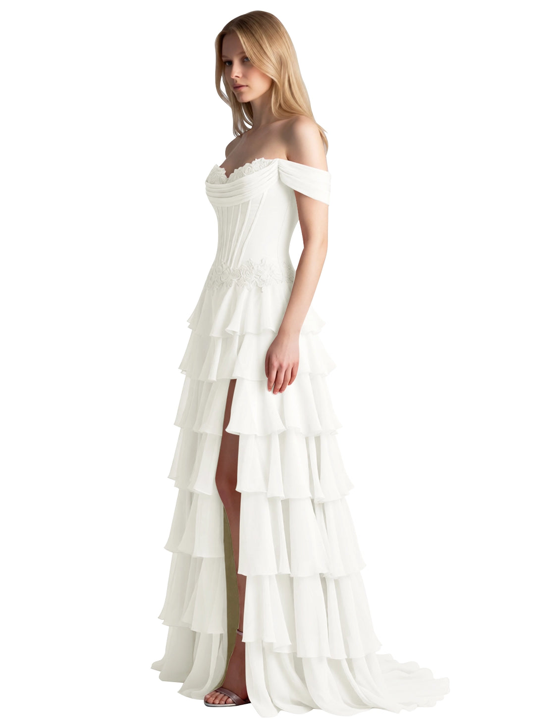 Tiered Off The Shoulder Prom Dress 