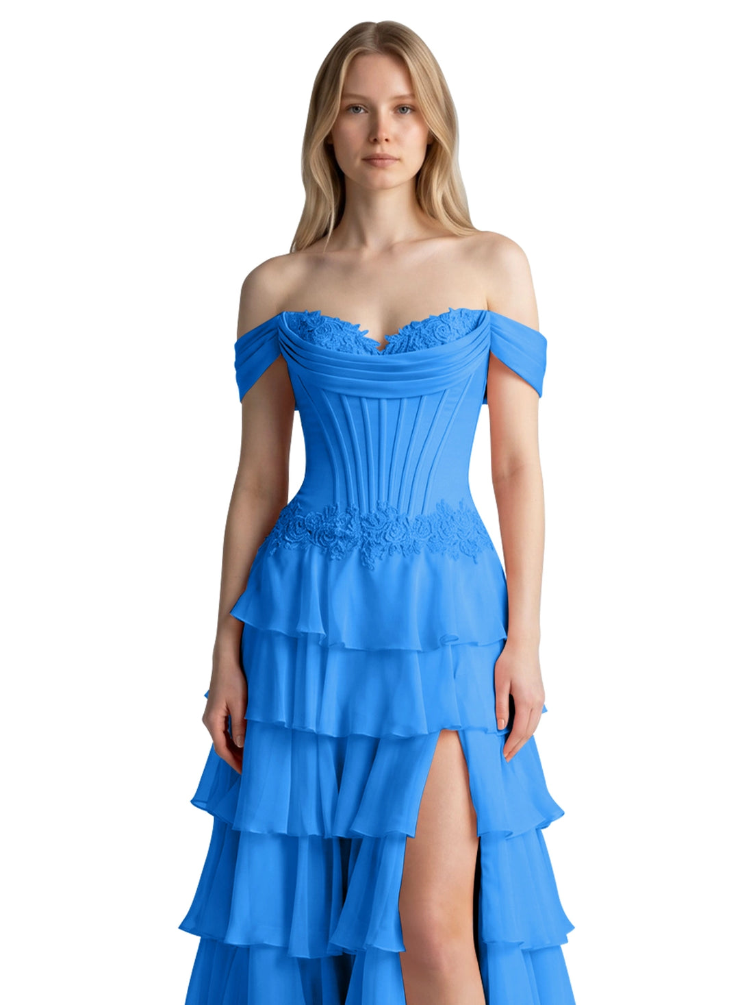 Tiered Off The Shoulder Prom Dress 