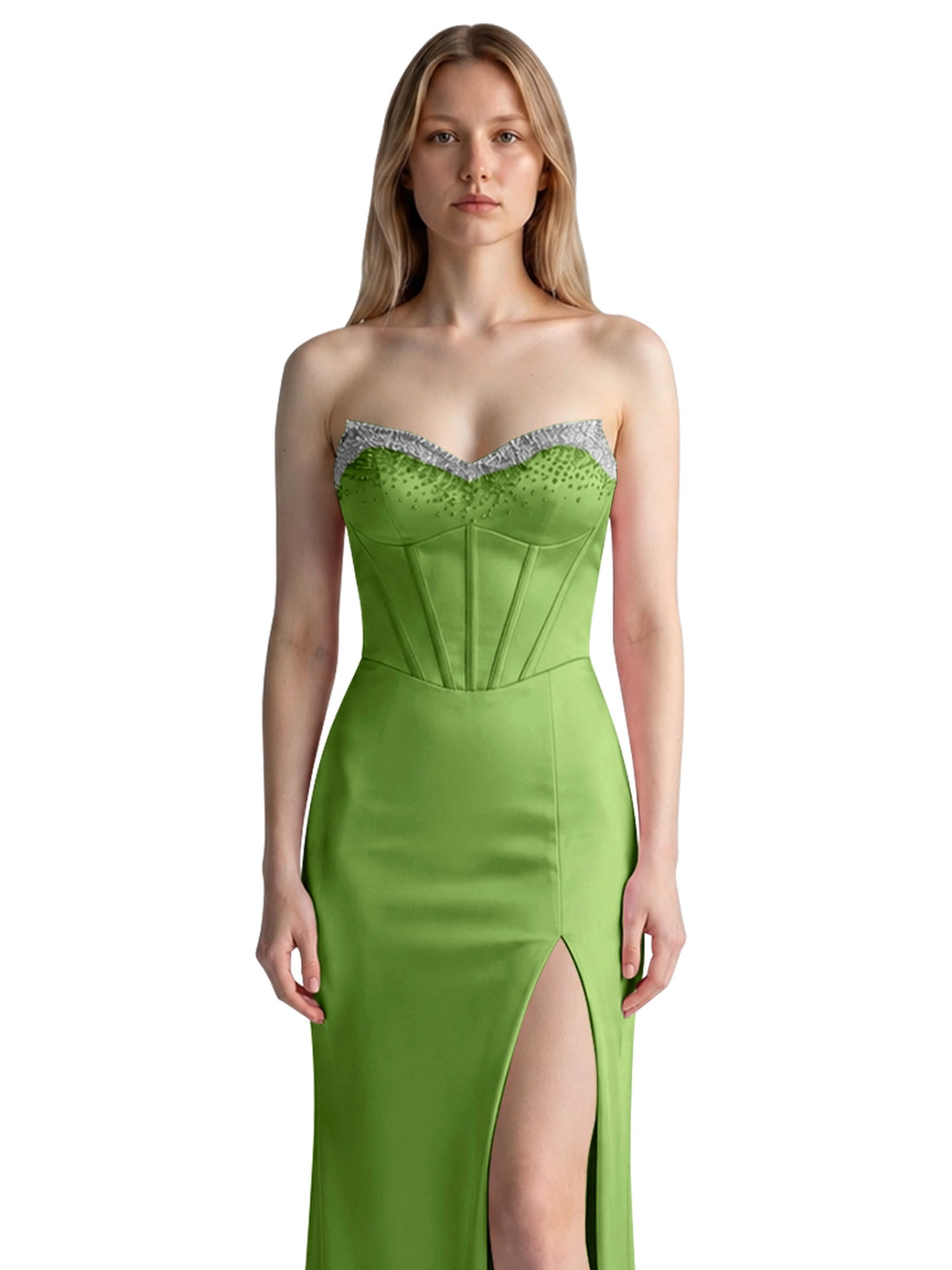 Beaded High Slit Prom Dress 