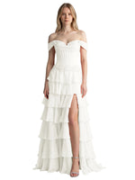 Tiered Off The Shoulder Prom Dress 