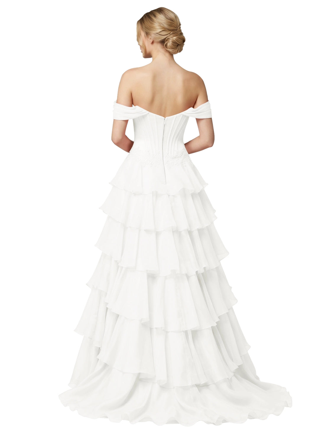 Tiered Off The Shoulder Prom Dress 