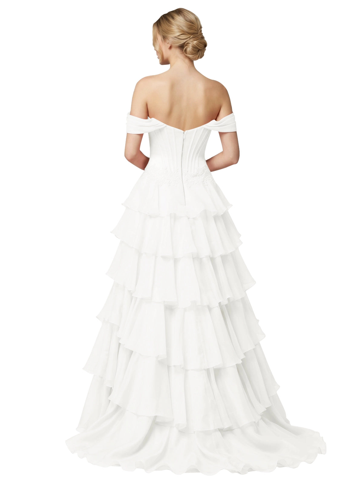 Tiered Off The Shoulder Prom Dress 