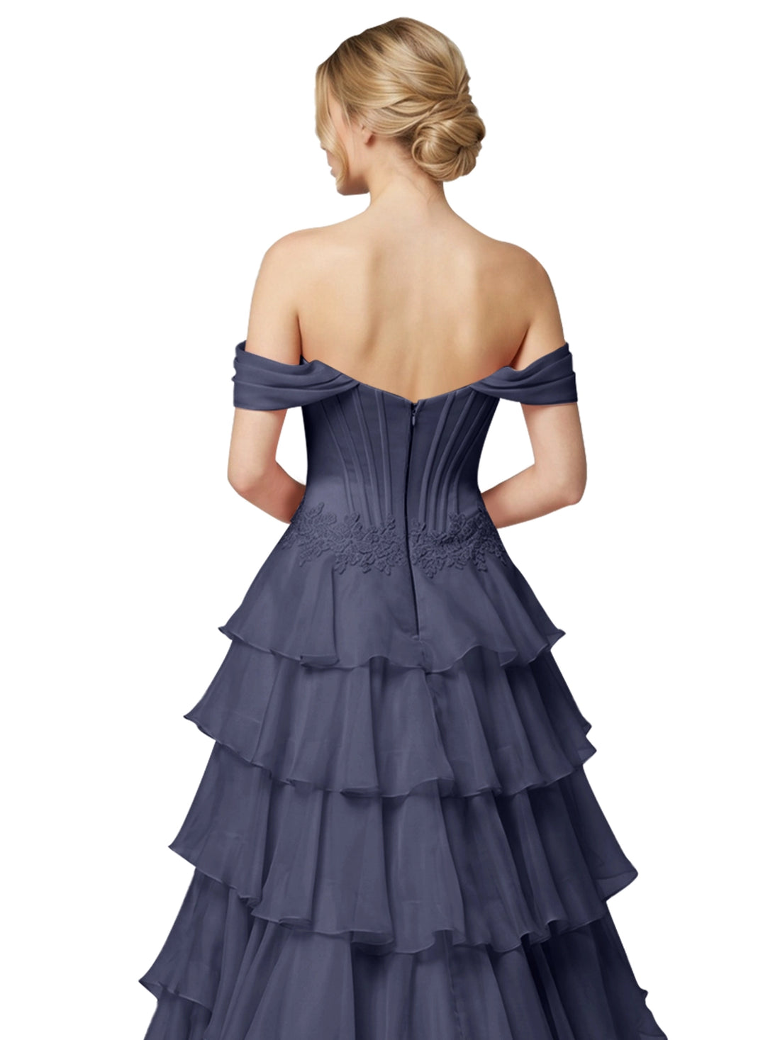 Tiered Off The Shoulder Prom Dress 