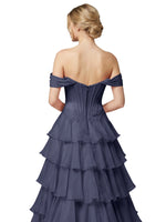 Tiered Off The Shoulder Prom Dress 
