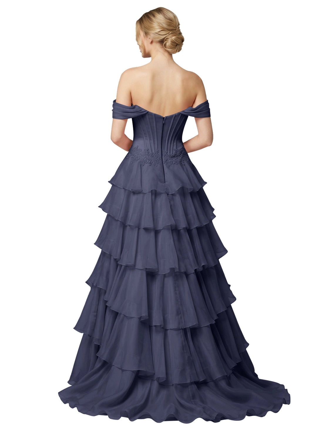 Tiered Off The Shoulder Prom Dress 