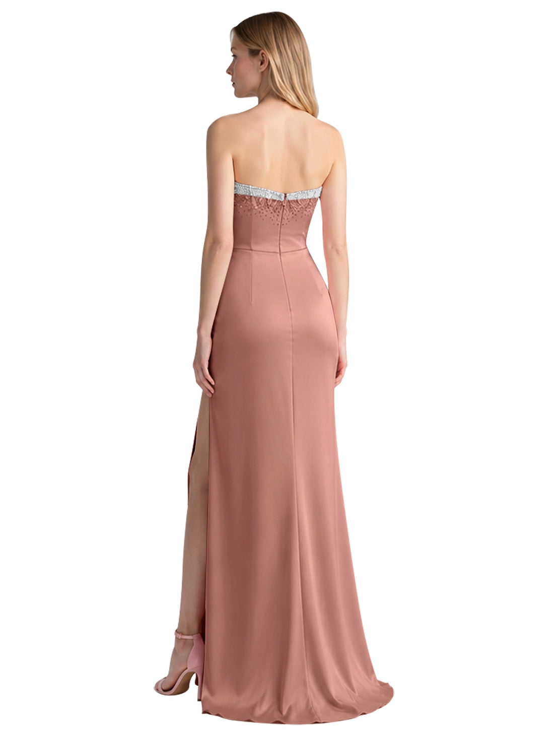 Beaded High Slit Prom Dress 