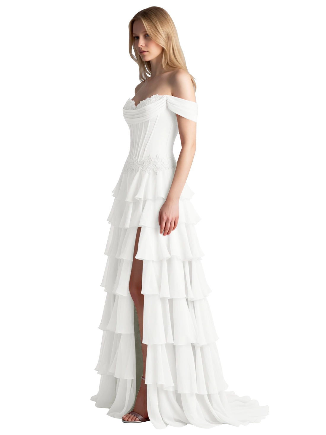 Tiered Off The Shoulder Prom Dress 