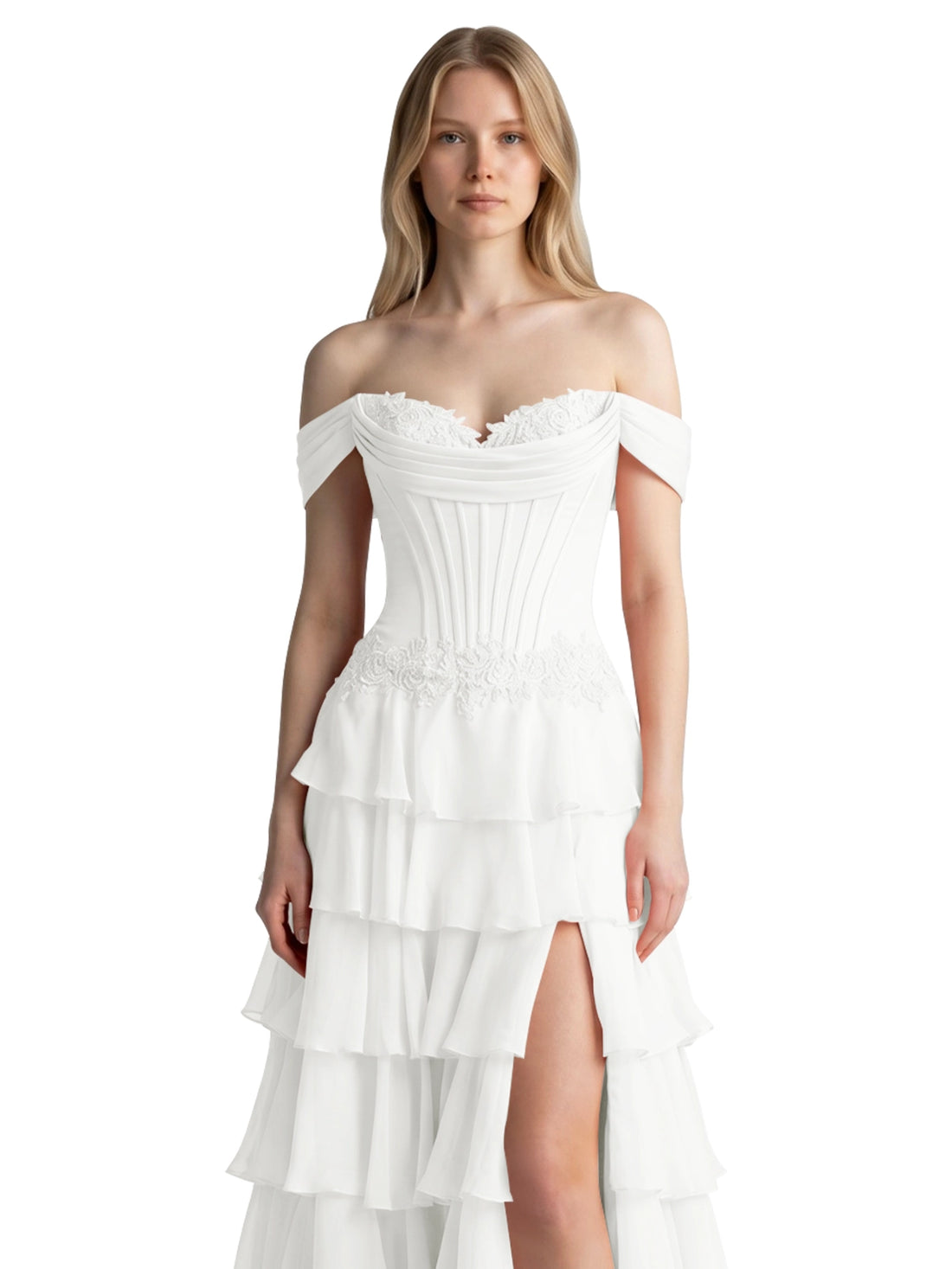 Tiered Off The Shoulder Prom Dress 