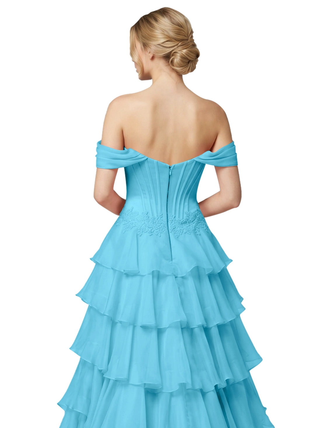 Tiered Off The Shoulder Prom Dress 
