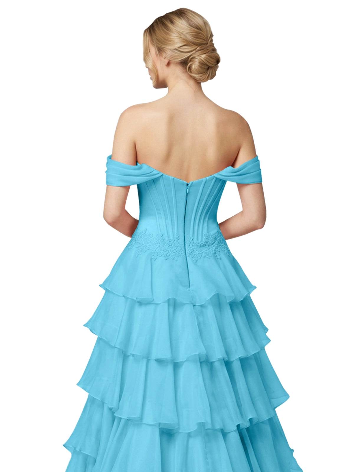 Tiered Off The Shoulder Prom Dress 