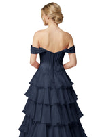 Tiered Off The Shoulder Prom Dress 