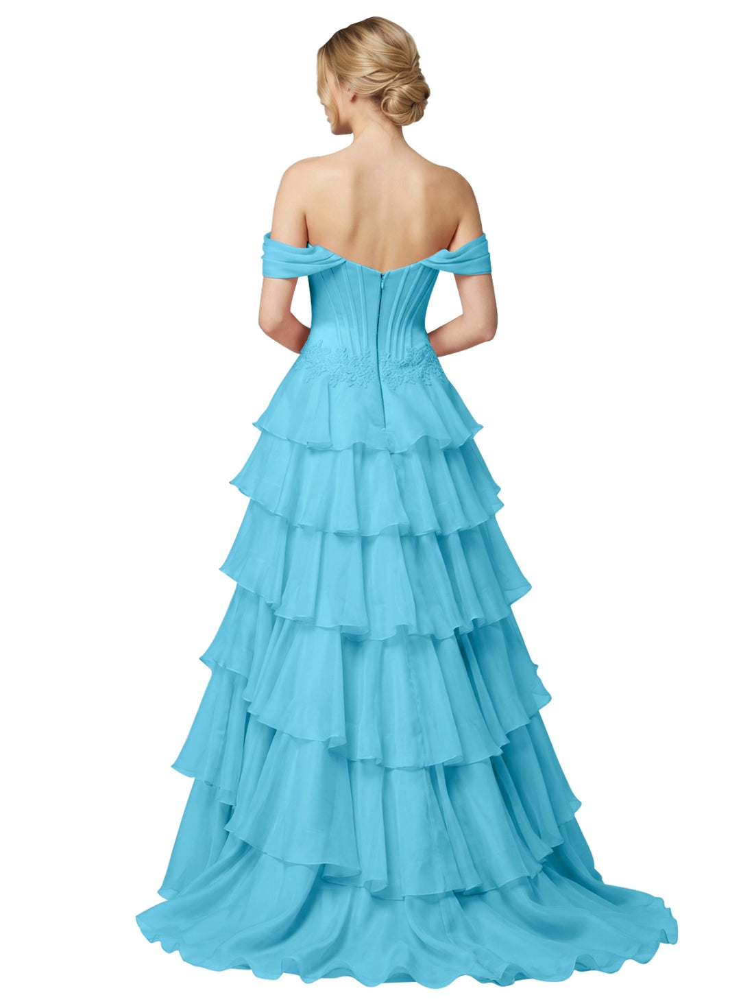 Tiered Off The Shoulder Prom Dress 