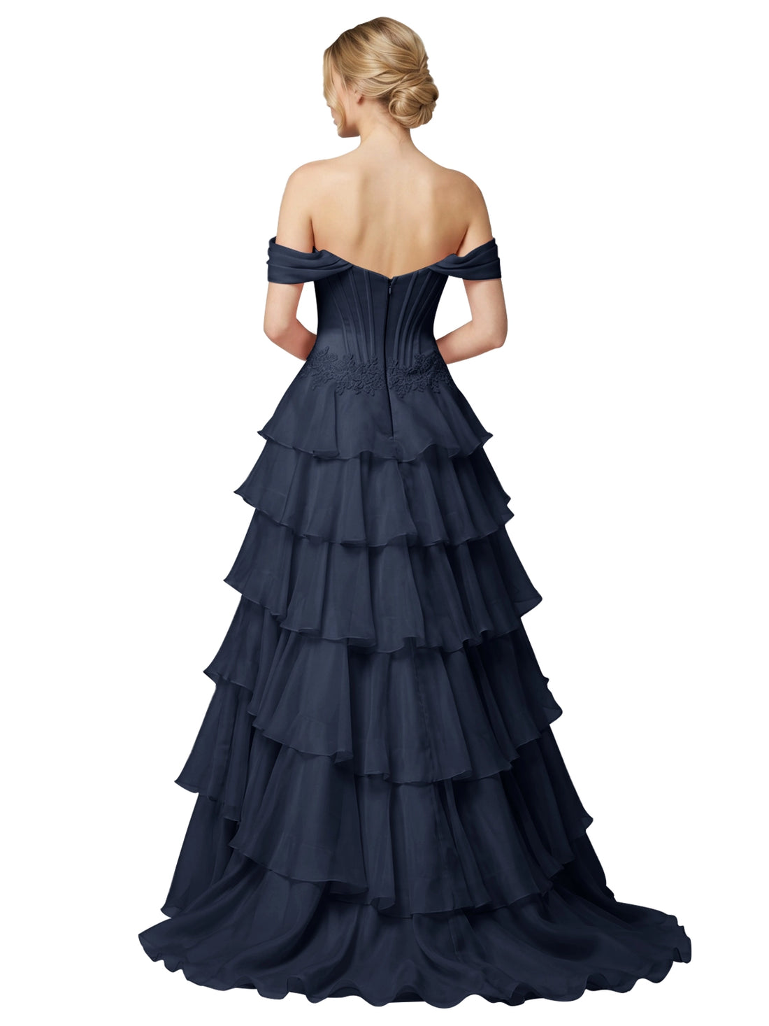 Tiered Off The Shoulder Prom Dress 