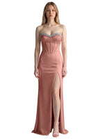 Beaded High Slit Prom Dress 